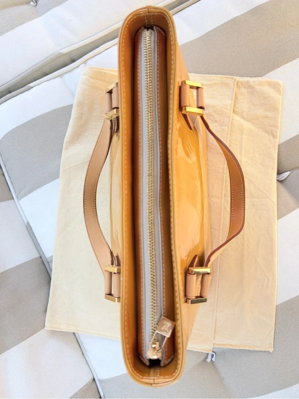 Louis Vuitton Vernis Houston Tote Bag Monogram Vernis Yellow Patent Leather